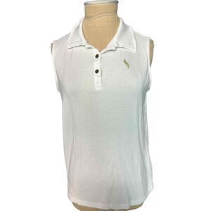 Pappagallo White Sleeveless Golf Shirt Collared Size Small